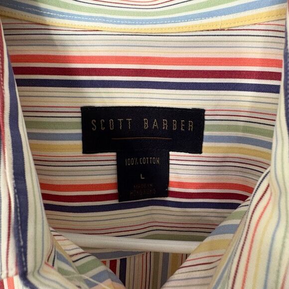 Scott Barber 100% Cotton Striped Button-Up Shirt (Size L) - Picture 3 of 9